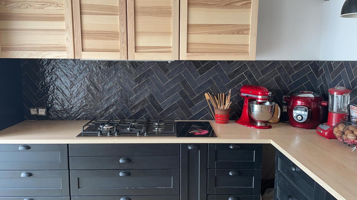 Crédence cuisine chevron ardoise — BC Carré